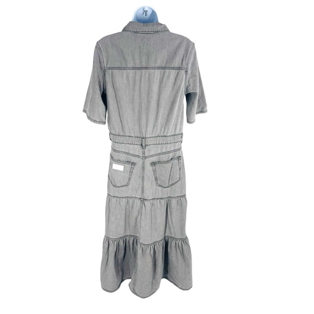 GANNI Tiered Denim Maxi Dress Gray Size 40 (EU 40 / US 8) NWT - Picture 6 of 12